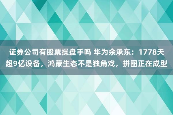 证券公司有股票操盘手吗 华为余承东：1778天超9亿设备，鸿蒙生态不是独角戏，拼图正在成型