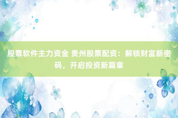 股票软件主力资金 贵州股票配资：解锁财富新密码，开启投资新篇章